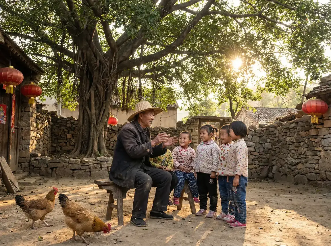 老人在大榕树下给孩子们讲故事 - 做暧暧视频免费观 乡村记忆